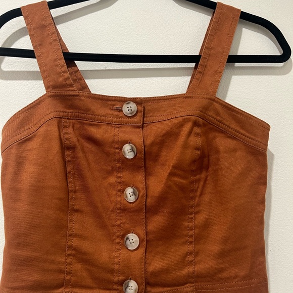 Banana Republic Rust Linen Blend Button Front Cropped Tank - Picture 3 of 9